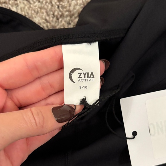 ZYIA Black Slash Women's Leggings - Picture 2 of 10